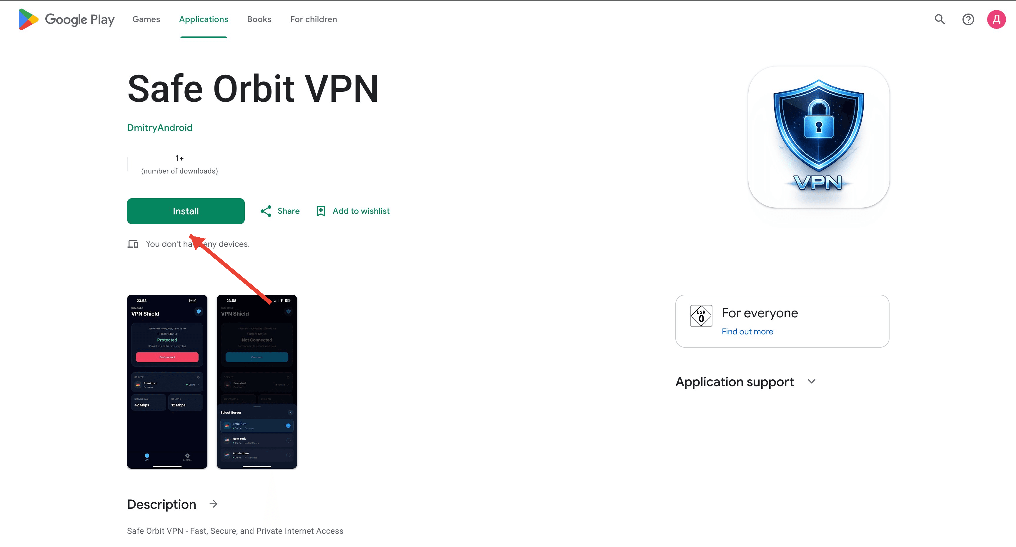 Google Play install screenshot